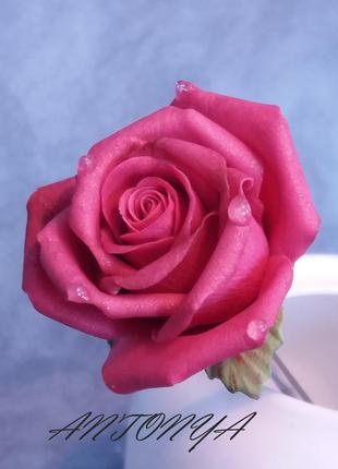 Ложка чайна в подарунковій коробці з темно рожевою трояндою, подарунок,сувенір ложка з квітами7 фото