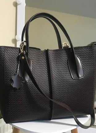 Женская сумка из натуральной кожи коричневый4 фото