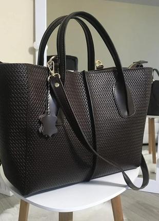 Женская сумка из натуральной кожи коричневый2 фото