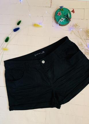 Чёрные джинсовые шорты короткие размер l l л amisu амису1 фото