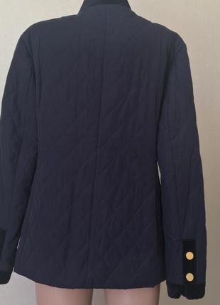 Синяя стёганная куртка пиджак  peter hahn с бархатными вставками раз.14-16 (пог 55 см)3 фото