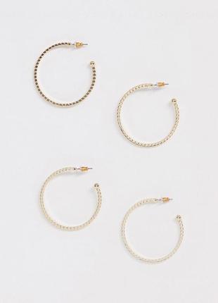 💛🎨2 пары !! по цене одной !! сережки-кольца с насечками от asos оригинал