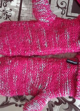 Рожевий комплект adidas, шапка,шарф,рукавиці2 фото