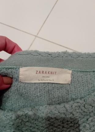 Теплый шерстяной свитер оверсайз zara цвет tiffany3 фото