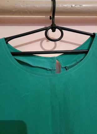 Шелковая зеленая блузка, 100% шелк2 фото