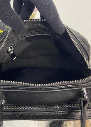 Женская кожаная сумка через плечо чёрная polina & eiterou жіноча шкіряна сумка чорна9 фото