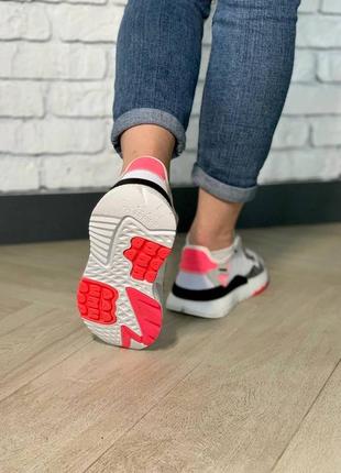 Женские стильные кроссовки adidas nite jogger white/pink7 фото