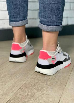 Женские стильные кроссовки adidas nite jogger white/pink6 фото