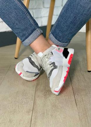 Женские стильные кроссовки adidas nite jogger white/pink3 фото