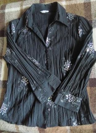 Рубашка, блуза черная вышивка и паетки1 фото