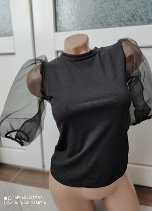 Черная блуза в рубчик 6