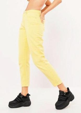 Джинсы мом mom лимонные брюки джинсы versace оригинал джинсы с высокой талией