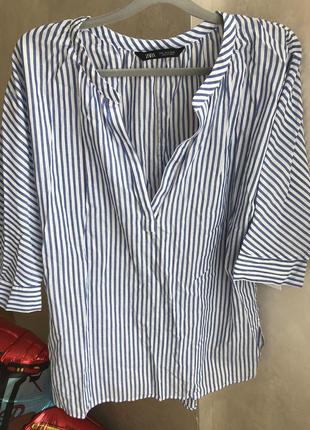 Zara s оригінал зара сорочка смужку смугаста полосата блуза2 фото
