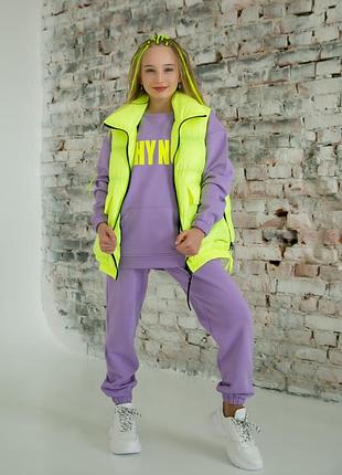 Жилет яркий лимонный на девочку-подростка рост 140-176