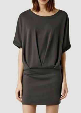 Платье all saints lea mal dress темно серый хлопок allsaints заниженное талия1 фото