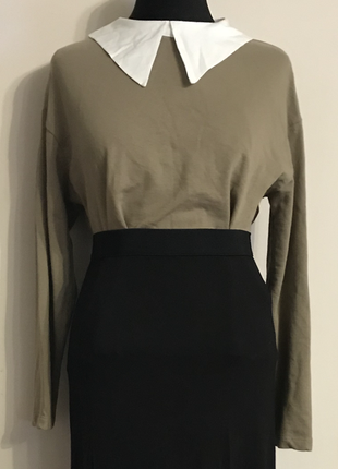 Бежева кофточка з коміром сорочки zara(3)