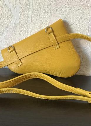 Кроссбоди/поясная сумка 29472 /италия/ натуральная кожа желтая6 фото