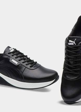 Кроссовки мужские кожаные puma fast race black leather