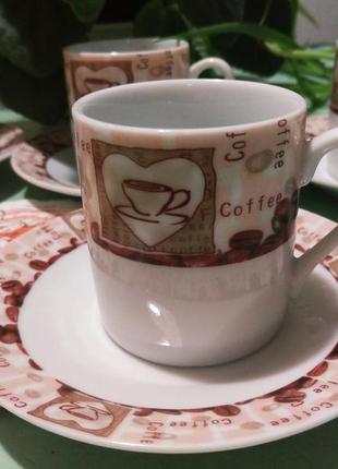 Кофейный сервиз/набор на 6 персон из 12- ти предметов (6 чашек и 6 блюдечек) porcellana2 фото
