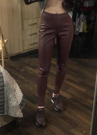 Black friday! леггинсы бордо кожаные zara