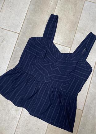Синій корсет в смужку,баска,майка(015)