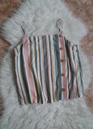 Віскозна з додаванням льону блуза-майка на тоненьких бретельках