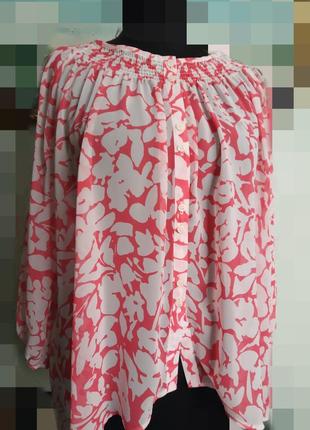 Новая блуза marks & spencer корраловый принт1 фото