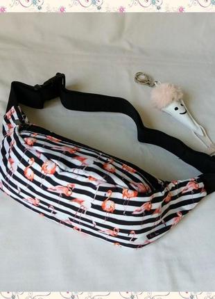 Полосатая бананка с фламинго