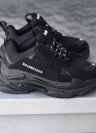 Кросівки в стилі balenciaga triple s all black баленсіага кросівки чоловічі