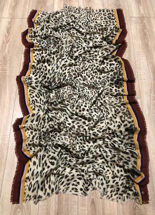 Шикарный шерстяной большой шарф палантин с тигровым принтом от edc1 фото