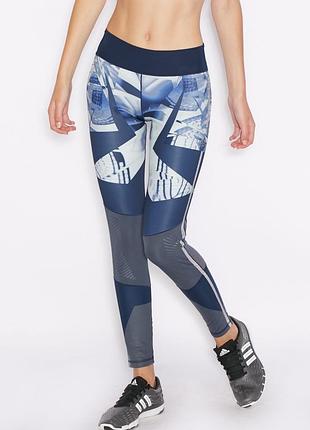 Лосины для спорта синие adidas climalite