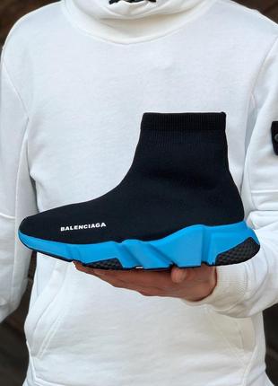 Кросівки в стилі balenciaga speed trainer sneakers black blue баленсіага кросівки жіночі
