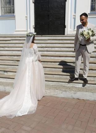 Свадебное платье бохо + фата4 фото