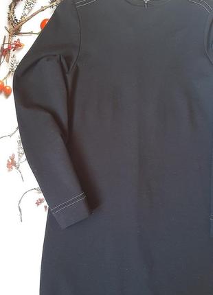 Базовое платье а силуэта прямое миди чёрное6 фото
