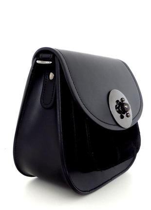 Стильна сумочка жіноча з натуральної шкіри італія. чорна оливкова2 фото