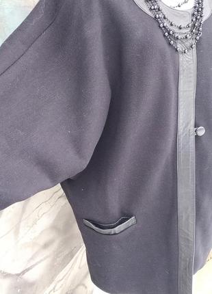 Шерстяной винтажный пиджак тренч кардиган винтаж  кожа 100% бохо byzantine3 фото