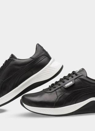 Кроссовки мужские кожаные puma fast race black leather