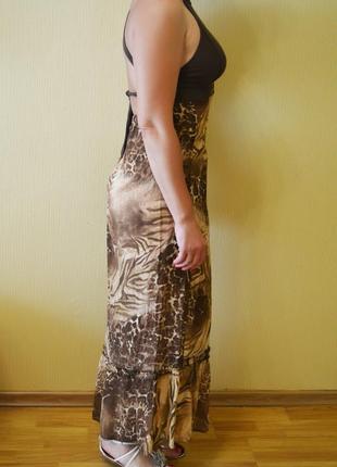 Красивое тигровое, длинное платье в пол, сарафан размер  m – l3 фото