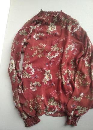 Теракотовая легкая блузка