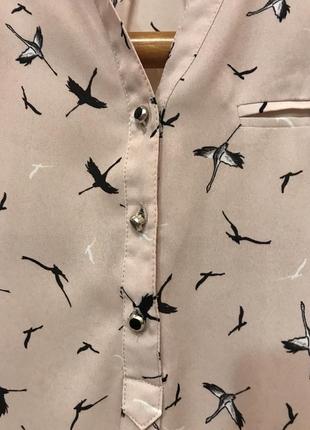Очень красивая и стильная брендовая блузка в птичках.