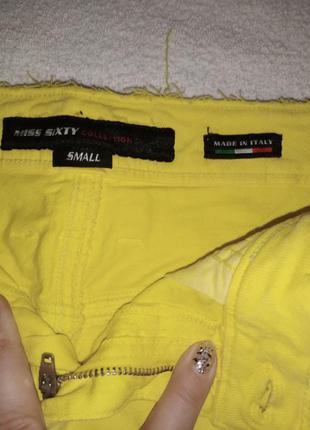 Юбка мини бедровка джинс желтая6 фото