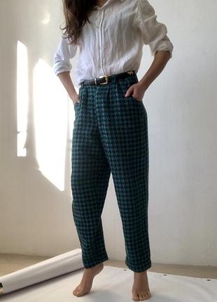 Вінтажні завужені вовняні штани гусяча лапка висока посадка