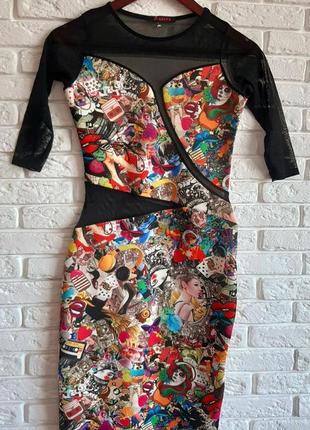 Стильное силуэтное платье с оригинальным принтом ankara.