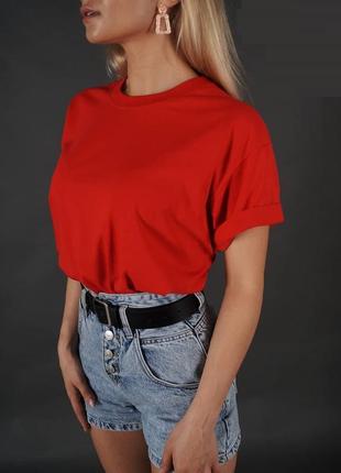 Червона базова унісекс футболка 100% бавовна яскрава1 фото
