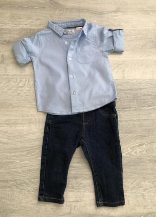 Джинсы и рубашка zara на мальчика 6-9мес1 фото