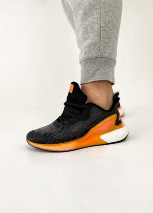 Отличные мужские кроссовки adidas alphaboost чёрные