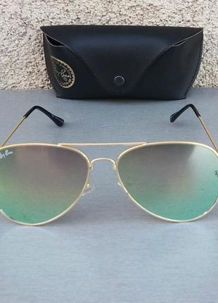 Ray ban aviator очки капли унисекс солнцезащитные зелено розовые зеркальные1 фото