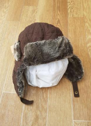 Cotton traders нова зимова шапка-вушанка з штучним хутром1 фото