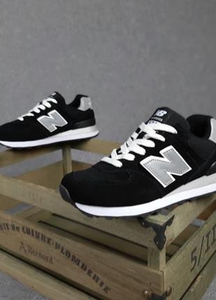 Женские кроссовки new balance 574 чёрные серая n6 фото