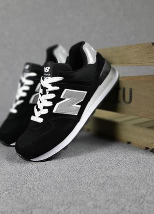 Женские кроссовки new balance 574 чёрные серая n